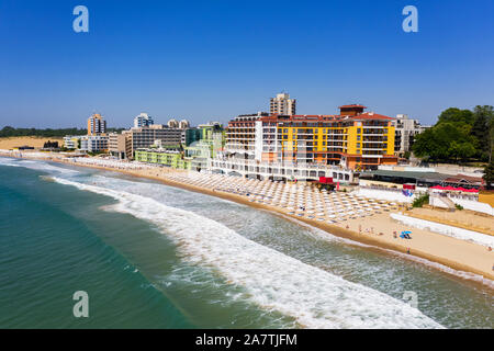 Vista aerea della spiaggia di Nessebar Foto Stock