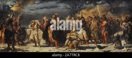 Ivan il Terribile (1530-1584). Lo Zar di Russia. Dipinto di Jan Matejko (1838-1893), 1875. Il dipinto raffigura la processione della morte di boyard Mikhail Yakovlevich Morozov con il Tsar davanti. Xix secolo il polacco galleria d'Arte (Museo Sukiennice). Museo Nazionale di Cracovia. La Polonia. Foto Stock