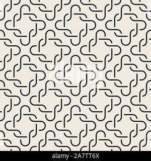 Vector seamless pattern. Monocromatico strisce ondulate sullo sfondo. Geometrica decorativa linee interlacciate. Illustrazione Vettoriale