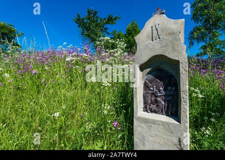 Cappella di Sant'Anna Vysker sulla collina nel Paradiso Boemo. Foto Stock