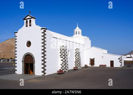Chiesa Ermita de los Dolores a Mancha Blanca, vicino a Tinajo, Lanzarote, Isole Canarie, Spagna Foto Stock