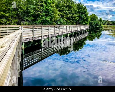 Zone umide wakodahatchee marciapiede elevato in Florida Foto Stock