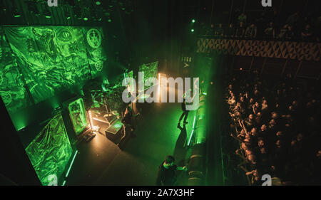 Copenhagen, Danimarca. 01st, novembre 2019. Il belga band death metal interrotto esegue un concerto dal vivo a VEGA in Copenhagen. Qui la cantante Sven de Caluwe è visto dal vivo sul palco. (Photo credit: Gonzales foto - Nikolaj Bransholm). Foto Stock