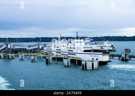 Traghetti BC nelle acque costiere della British Columbia Foto Stock