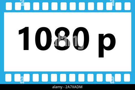 Icona della piana di video HD 1080p su sfondo bianco. Video HD 1080p segno. Illustrazione Vettoriale