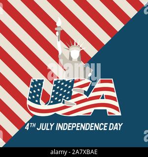 Statua della Libertà USA, luglio 4 ° giorno di indipendenza. Illustrazione Vettoriale