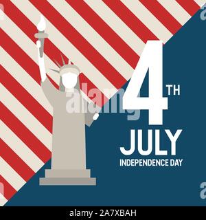 Statua della Libertà USA, luglio 4 ° giorno di indipendenza. Illustrazione Vettoriale