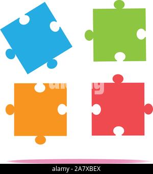 icona di puzzle colorati su sfondo bianco. segno di puzzle pezzo. stile di design piatto. Illustrazione Vettoriale