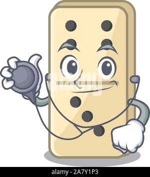 Cartoon medico di domino sul carattere carino ripiani Illustrazione Vettoriale
