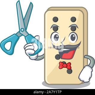 Cartoon di domino sul carattere simpatico barbiere ripiani Illustrazione Vettoriale
