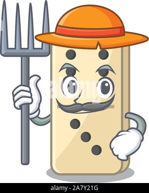 Agricoltore cartoon di domino sul carattere carino ripiani Illustrazione Vettoriale