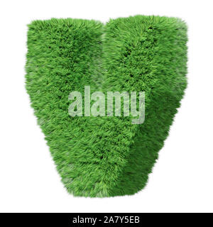 Alfabeto di erba, lettera V. isolato su bianco 3D'illustrazione. Foto Stock