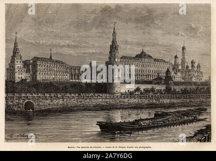 Vue generale du Cremlino, centro geographique de Moscou et centre politique de la Russie, le quartier construit au 14eme siecle, toujours ete agrandi Foto Stock