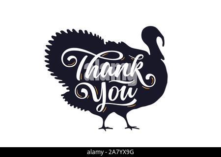 La Turchia, la ringrazio. Lettering, la tipografia. Silhoutte turchia Illustrazione Vettoriale