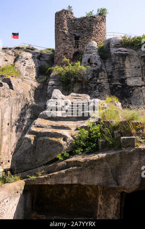 Regenstein Burgruine, Nordharz, Harz, Sachsen-Anhalt, Deutschland, Europa Foto Stock