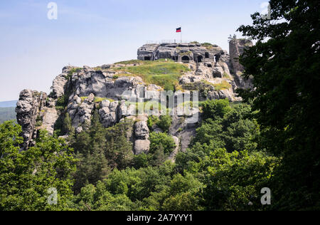 Regenstein Burgruine, Nordharz, Harz, Sachsen-Anhalt, Deutschland, Europa Foto Stock