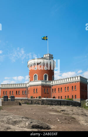 Stoccolma Kastellholmen, vista dell'edificio della cittadella di Kastellet (1848) situato sull'isola di Kastelholmen, Stoccolma, Svezia. Foto Stock