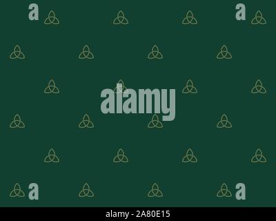 Nodo celtico triquetra seamless pattern. Eleganti ornamenti antichi su sfondo verde. Print design per i tessili, l'imballaggio, banner. Semplice e geometrica Illustrazione Vettoriale
