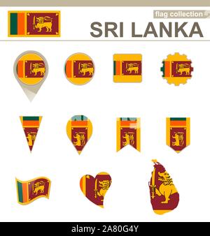 Sri Lanka bandiera raccolta, 12 versioni Illustrazione Vettoriale