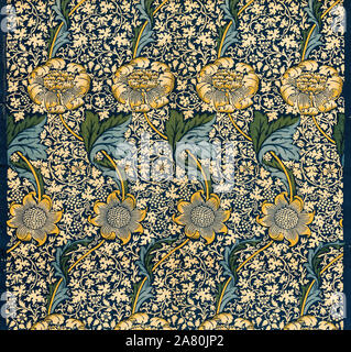 William Morris, tessuto pattern, Kennett, xilografia stampa, circa 1920 Foto Stock