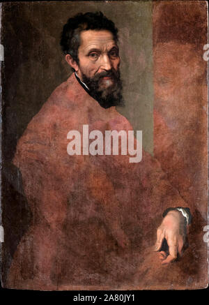 Michelangelo Buonarroti, incompiuto ritratto dipinto da Daniele da Volterra, circa 1544 Foto Stock
