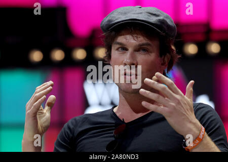 Lisbona, Portogallo. 5 Novembre, 2019. Attore Ian Somerhalder parla durante l'annuale Vertice Web technology conference di Lisbona, in Portogallo il 5 novembre 2019. Credito: Pedro Fiuza/ZUMA filo/Alamy Live News Foto Stock