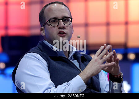 Lisbona, Portogallo. 5 Novembre, 2019. Strategia di Bullpen Group CEO Joe Pounder parla durante l'annuale Vertice Web technology conference di Lisbona, in Portogallo il 5 novembre 2019. Credito: Pedro Fiuza/ZUMA filo/Alamy Live News Foto Stock