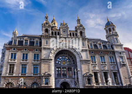 Esterno di Anversa stazione centrale - Anversa, Belgio. Foto Stock