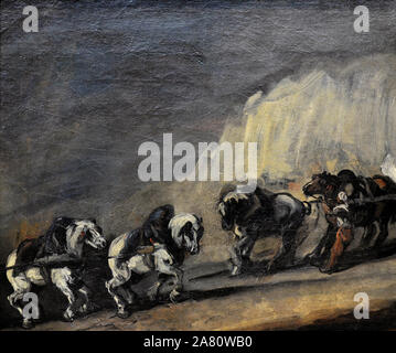 Piotr Michalowski (1800-1855). Pittore polacco. Two-Horse squadre sotto una roccia, 1844-1846. Xix secolo il polacco galleria d'Arte (Museo Sukiennice). Museo Nazionale di Cracovia. La Polonia. Foto Stock