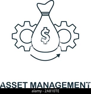 Asset Management profilo di icona di stile. Linea sottile creative Asset Management icona per logo, graphic design e molto di più Illustrazione Vettoriale