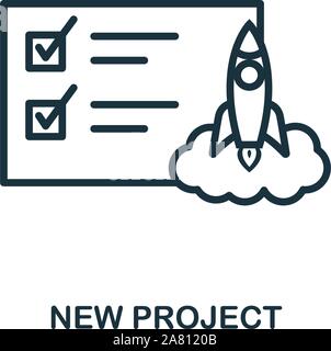 Nuova icona Progetto outline stile. Linea sottile creative nuova icona Progetto per il logo, graphic design e molto di più Illustrazione Vettoriale