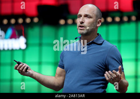 Lisbona, Portogallo. 5 Novembre, 2019. GoalÃS comune Co-fondatore Jurgen Griesbeck parla durante l'annuale Vertice Web technology conference di Lisbona, in Portogallo il 5 novembre 2019. Credito: Pedro Fiuza/ZUMA filo/Alamy Live News Foto Stock