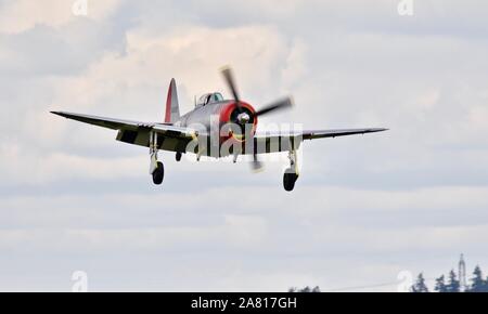 Repubblica P-47D Thunderbolt (G-Thun) airborne al 2019 Shuttleworth corteo militare Foto Stock