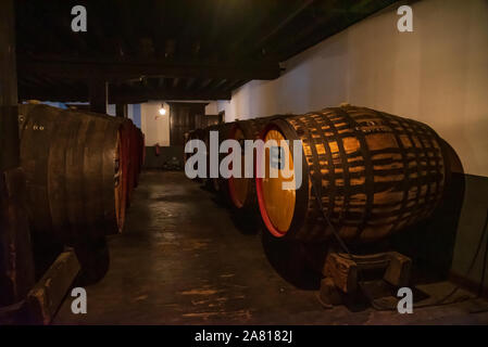 Madeira, Portogallo. Il 29 novembre 2019. Il vino di Madera cantine a Funchal in Isola di Madeira, Portogallo. Foto Stock