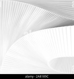 Astratta geometrica quadrata sfondo, installazione parametrica bianco con struttura a spirale, 3d illustrazione Foto Stock