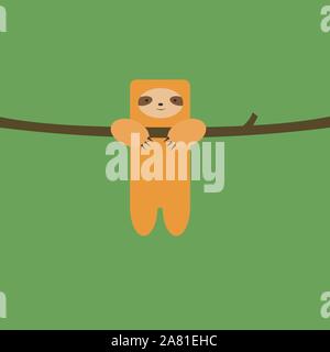 Bradipo sull albero, illustrazione, vettore su sfondo bianco. Illustrazione Vettoriale