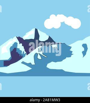 Montagna, illustrazione, vettore su sfondo bianco. Illustrazione Vettoriale