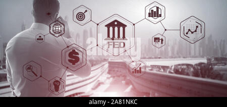 Federal Reserve System. Alimentato. Attività finanziarie sullo sfondo Foto Stock