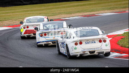 La Michelin Ginetta junior campionato piloti di prendere Nelson al 2019 Brtitish Touring Car Championship incontro, Snetterton, Norfolk, Regno Unito. Foto Stock