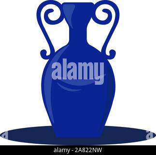 Vaso blu, illustrazione vettore su sfondo bianco. Illustrazione Vettoriale