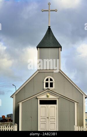 Borgarfjordur Eystri, Islanda. Una comunità nella Chiesa l'Islanda Orientale città di Borgarfjordur Eystri, Foto Stock