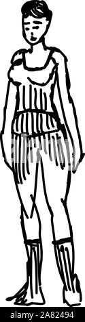 Donna figura sketch, illustrazione, vettore su sfondo bianco. Illustrazione Vettoriale