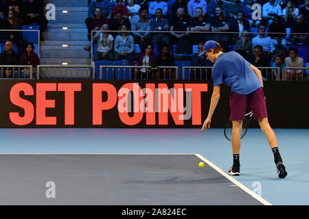 Milano, Italia, 05 Nov 2019, peccatore durante il Next Gen di ATP Finals - Torneo round - Francesca Tiafoe vs J. peccatore - Tennis intenzionali - Credito: LPS/Alessio Tarpini/Alamy Live News Foto Stock