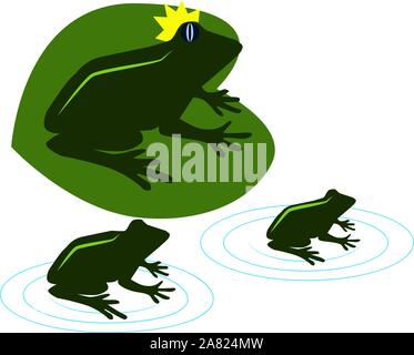 Rane verdi, illustrazione vettore su sfondo bianco. Illustrazione Vettoriale