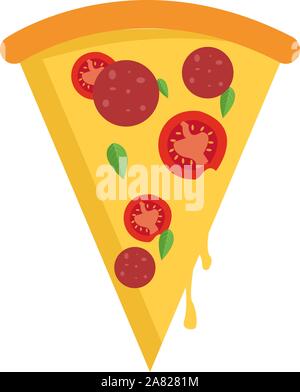 Trancio di pizza, illustrazione vettore su sfondo bianco. Illustrazione Vettoriale