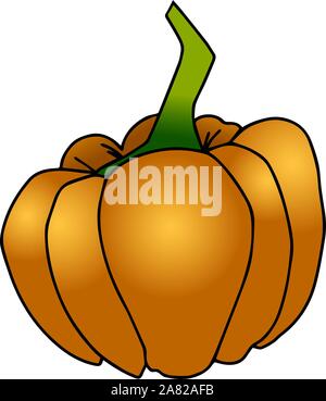 Un grande arancione zucca, illustrazione, vettore su sfondo bianco. Illustrazione Vettoriale