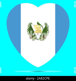 Bandiera del Guatemala in forma di cuore illustrazione vettoriale EPS 10. Illustrazione Vettoriale