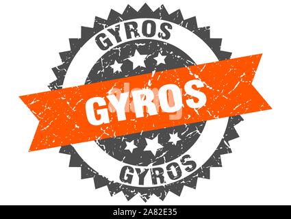 Gyros timbro grunge con banda arancione. autogiro Illustrazione Vettoriale