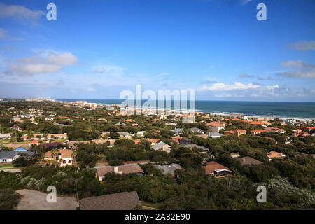 Vista aerea del litorale di New Smyrna Beach e Ponce de Leon ingresso nella Florida Centrale. Foto Stock