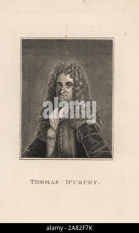 Tommaso d'Urfey, poeta e drammaturgo, morì 1723. Incisione da James Caulfield ritratti, memorie e personaggi di notevole persone, Londra, 1819. Foto Stock